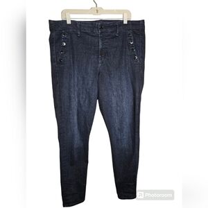 GAP Women's Skinny Jeans - Dark Blue Denim Size 18